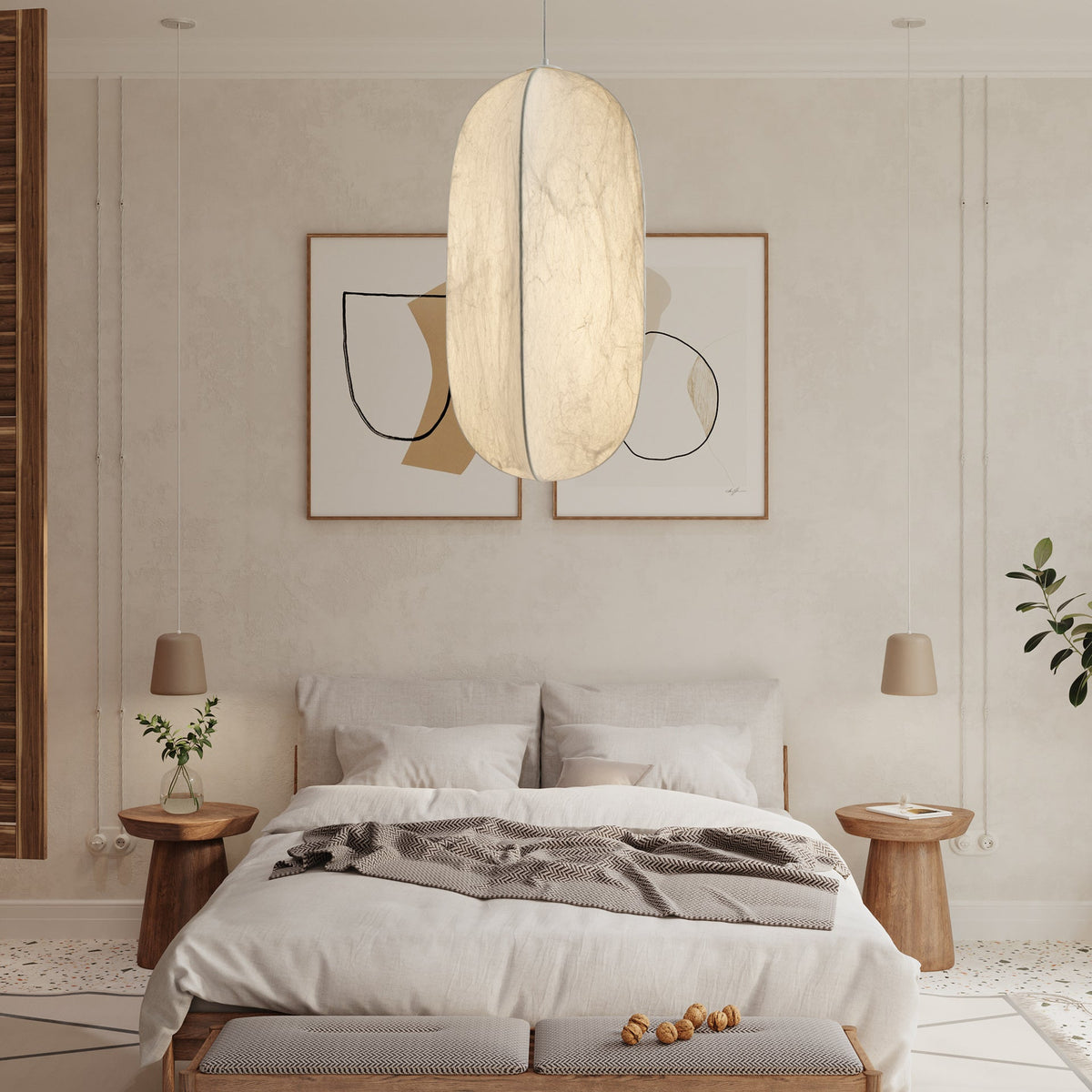 Dune Minimalistische Pendelleuchte aus Seide