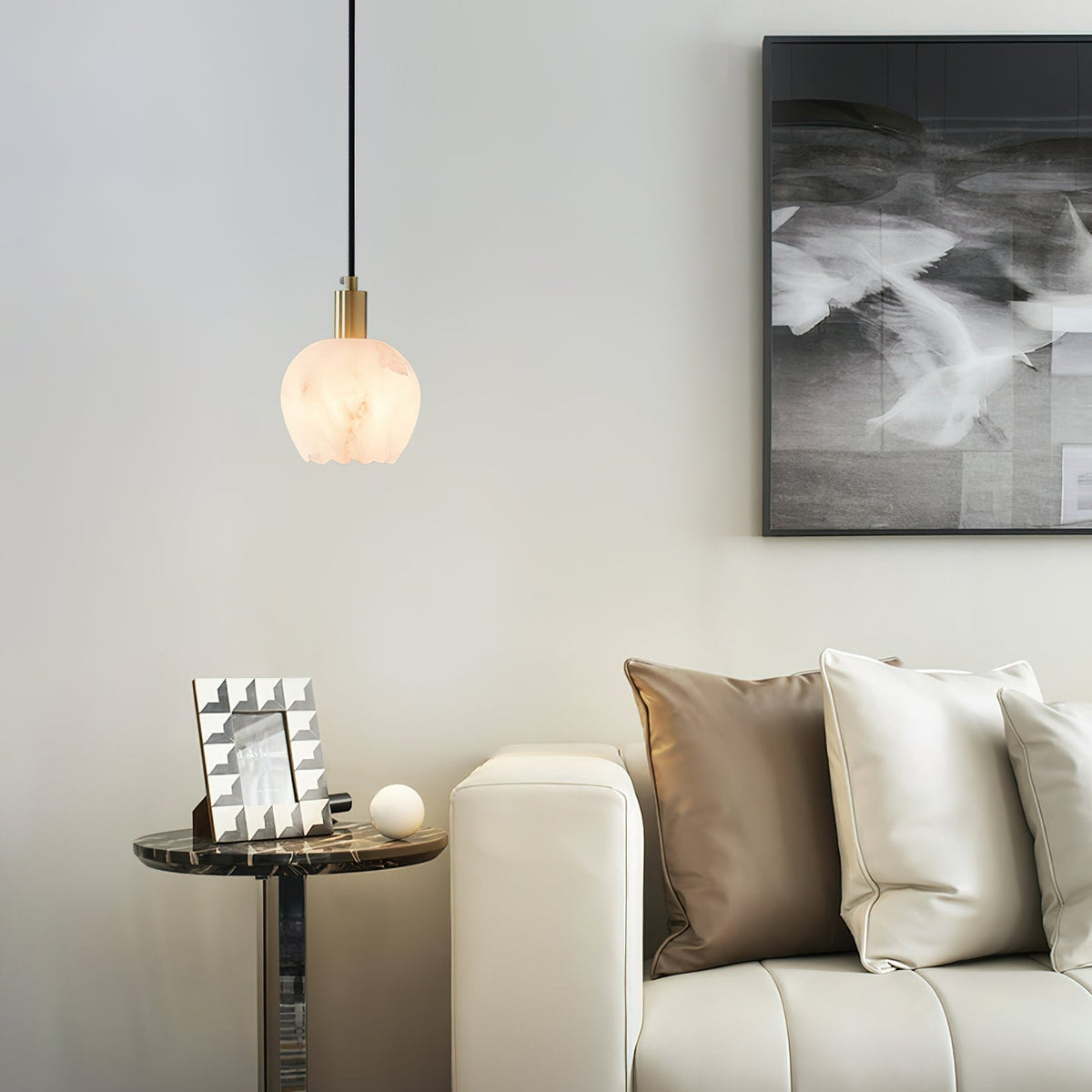 Ritta Pendant Light Flower-shaped Alabaster