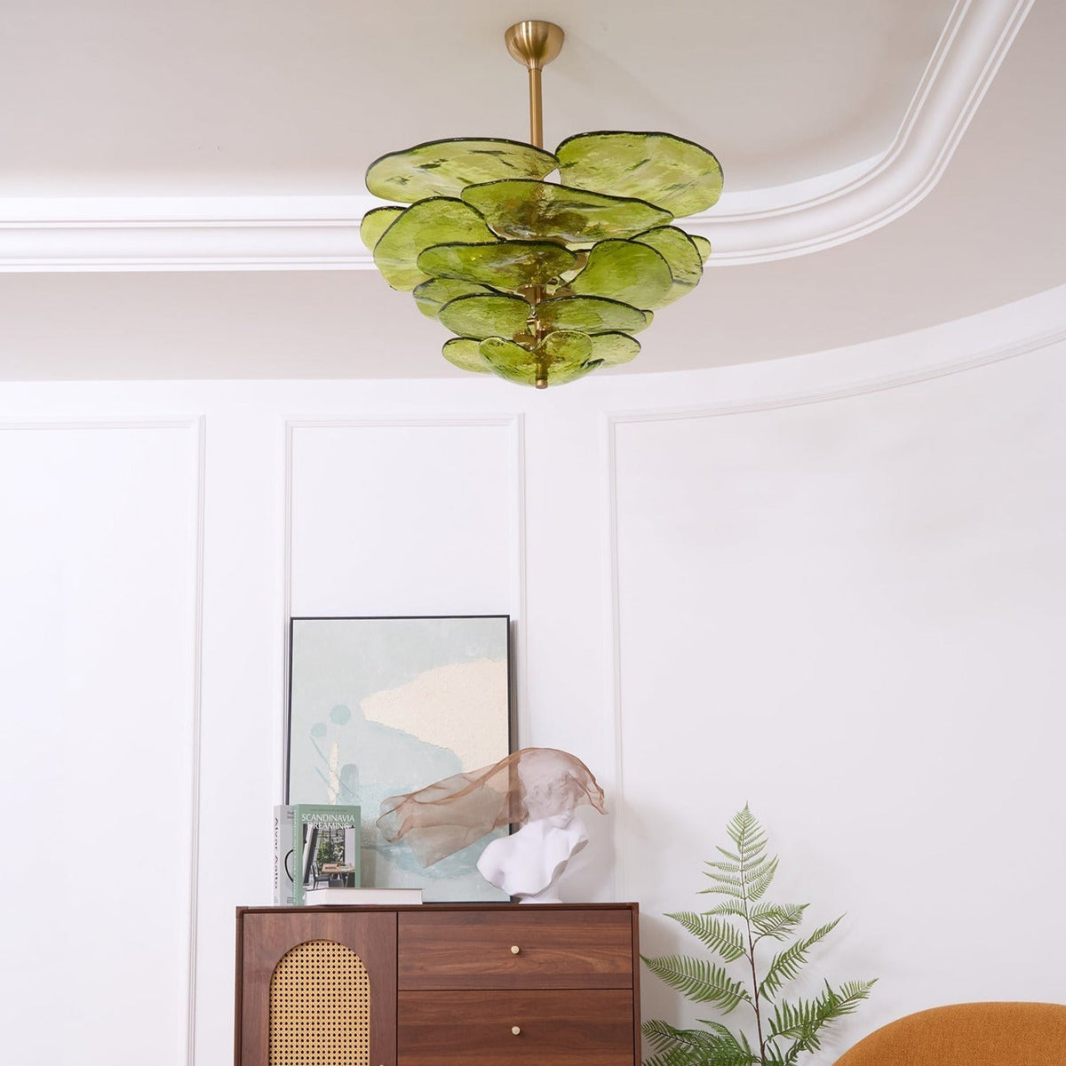Lotus Moderner Kronleuchter aus Glas mit blättriger Schichtung