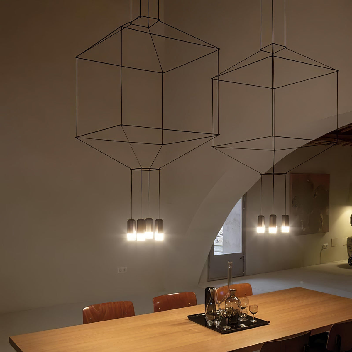 Tevenq Kronleuchter Lines Schwarz Drahtgestell LED
