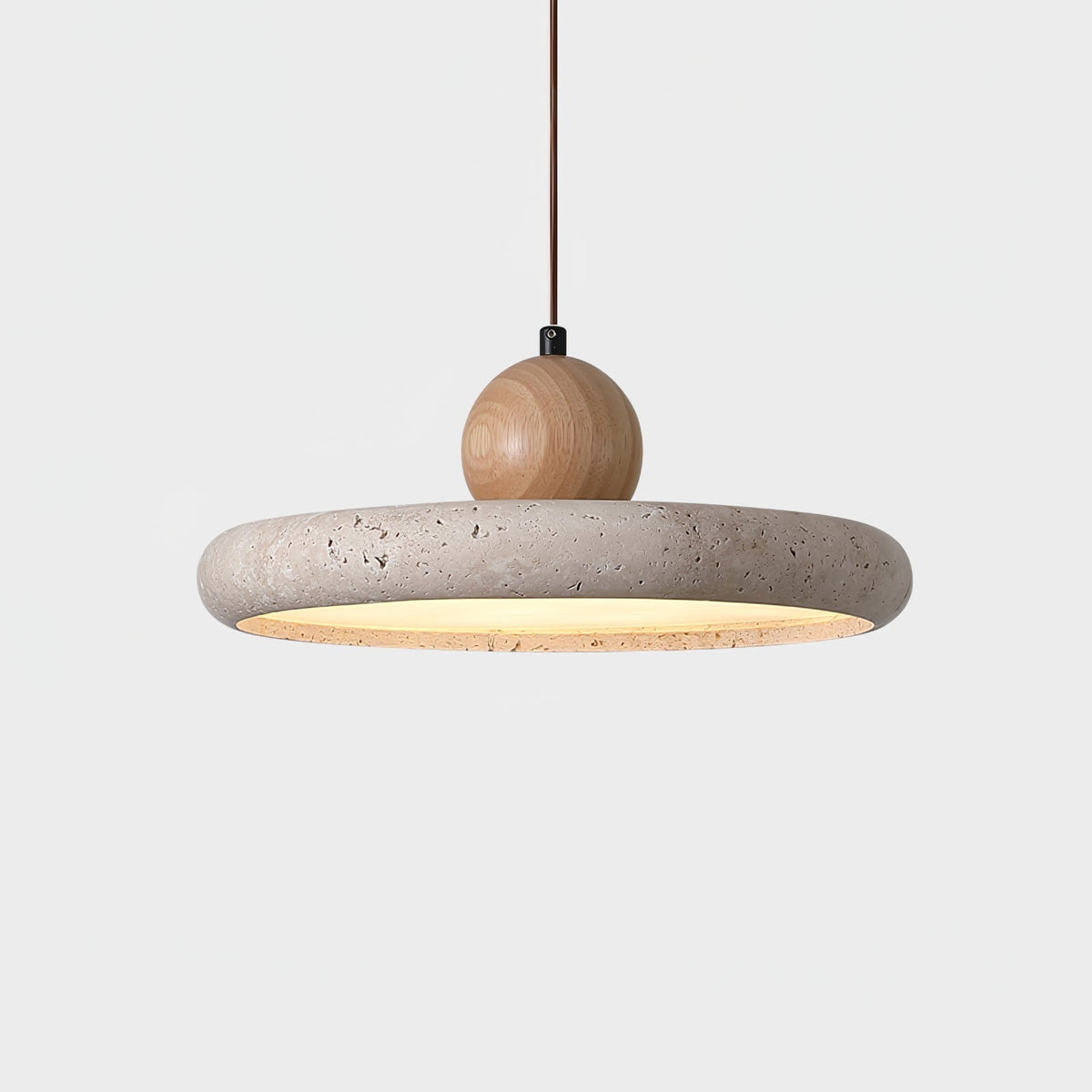 Opalyn Travertin-Holz-Pendelleuchte