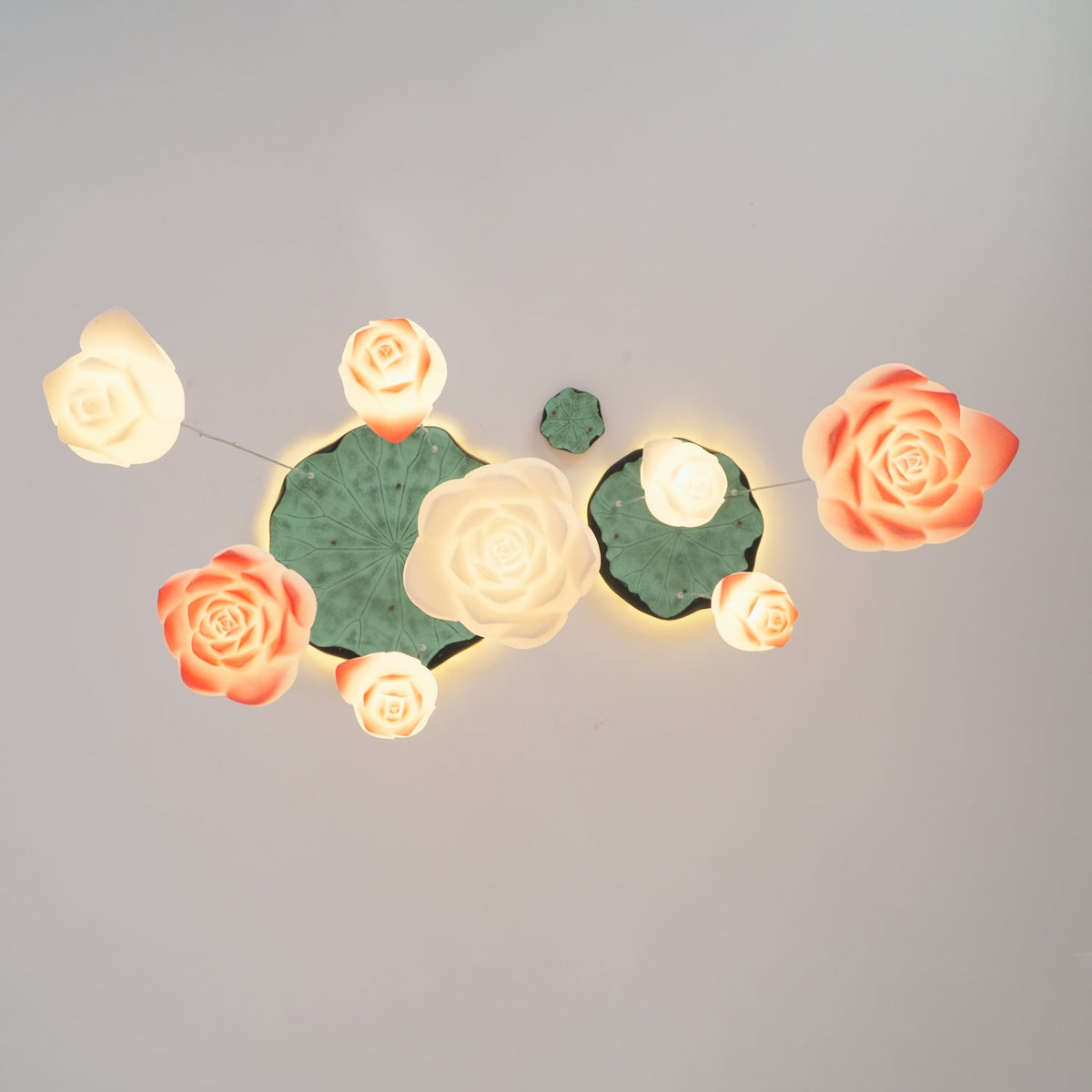 Rivinira Kronleuchter Lotus Floral Pendelleuchte Pink Weiß 7-Light