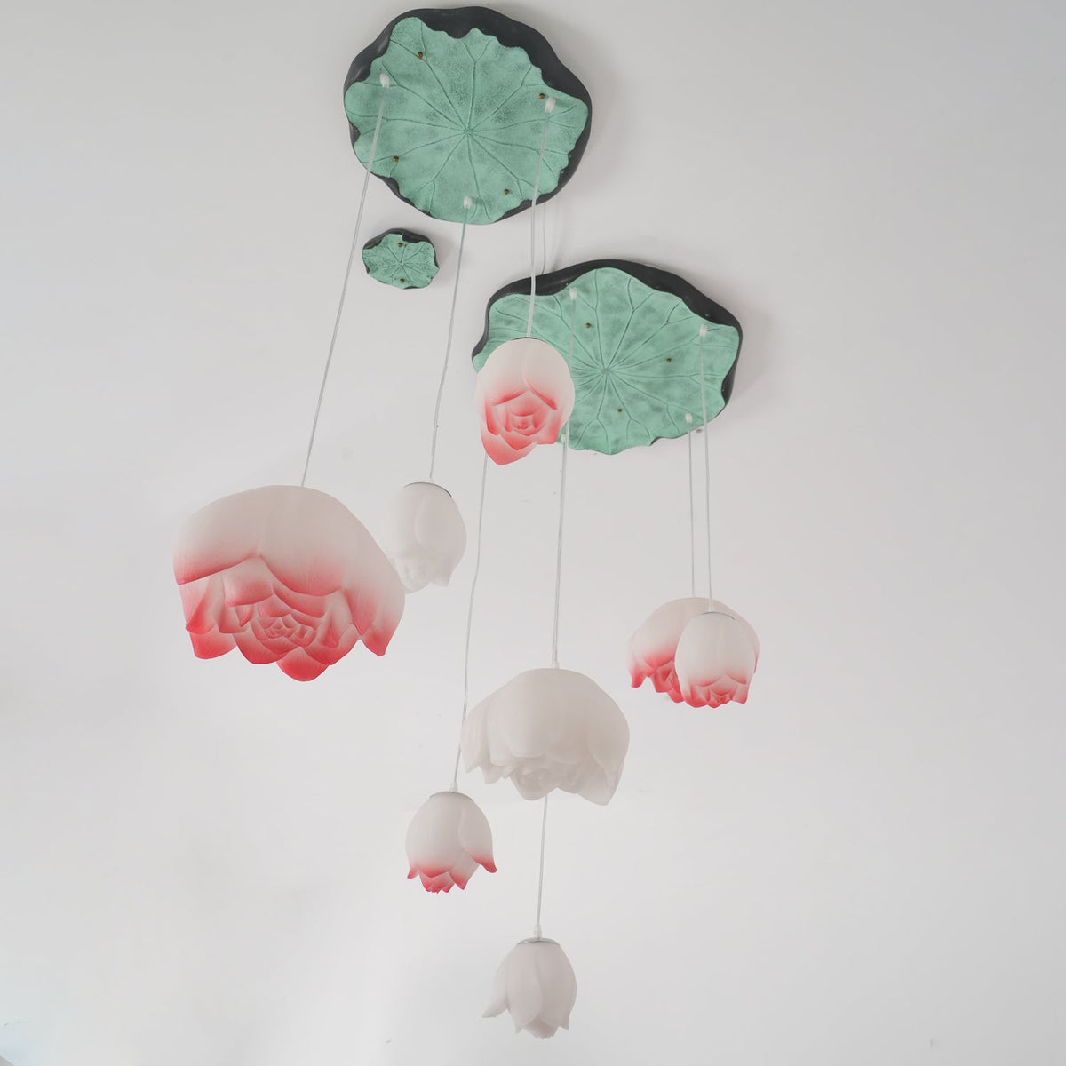 Rivinira Kronleuchter Lotus Floral Pendelleuchte Pink Weiß 7-Light