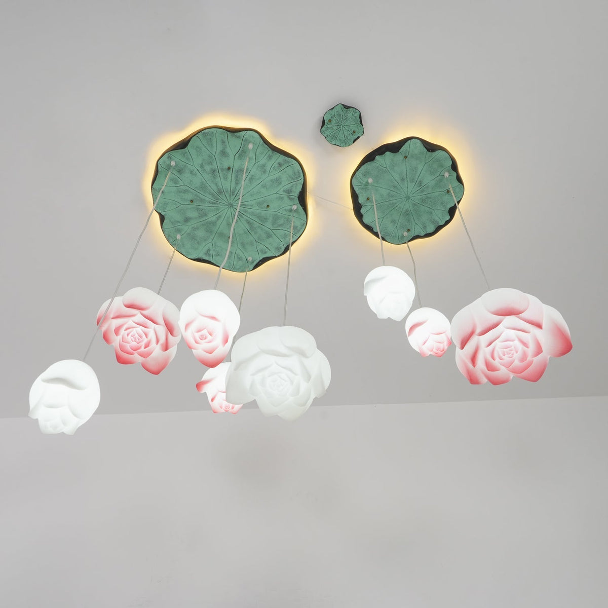 Rivinira Kronleuchter Lotus Floral Pendelleuchte Pink Weiß 7-Light