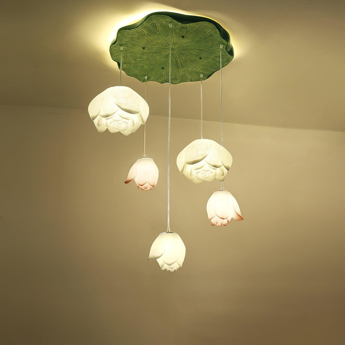 Rivinira Kronleuchter Lotus Floral Pendelleuchte Pink Weiß 7-Light