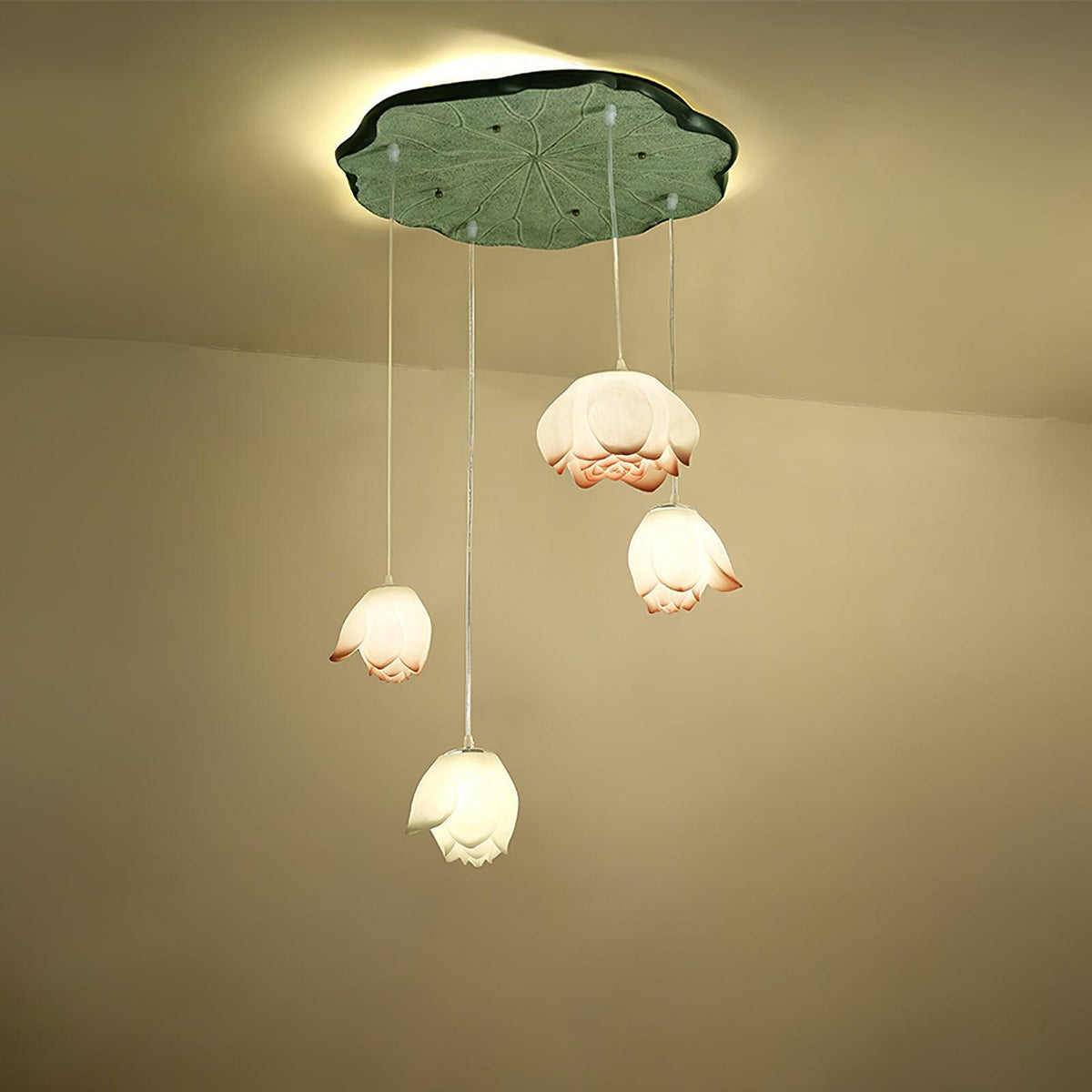 Rivinira Kronleuchter Lotus Floral Pendelleuchte Pink Weiß 7-Light