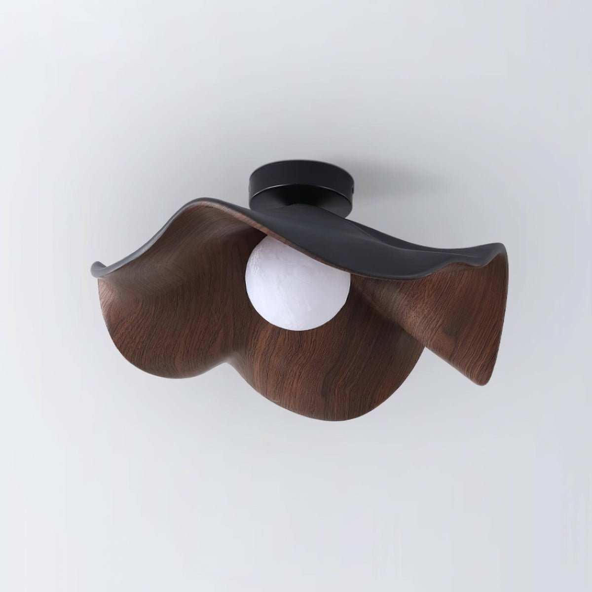 Belenor Deckenleuchte Lotus Leaf mit Holz- und Weiß-Oberfläche