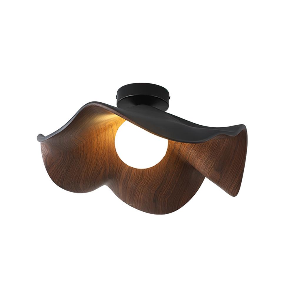 Belenor Deckenleuchte Lotus Leaf mit Holz- und Weiß-Oberfläche