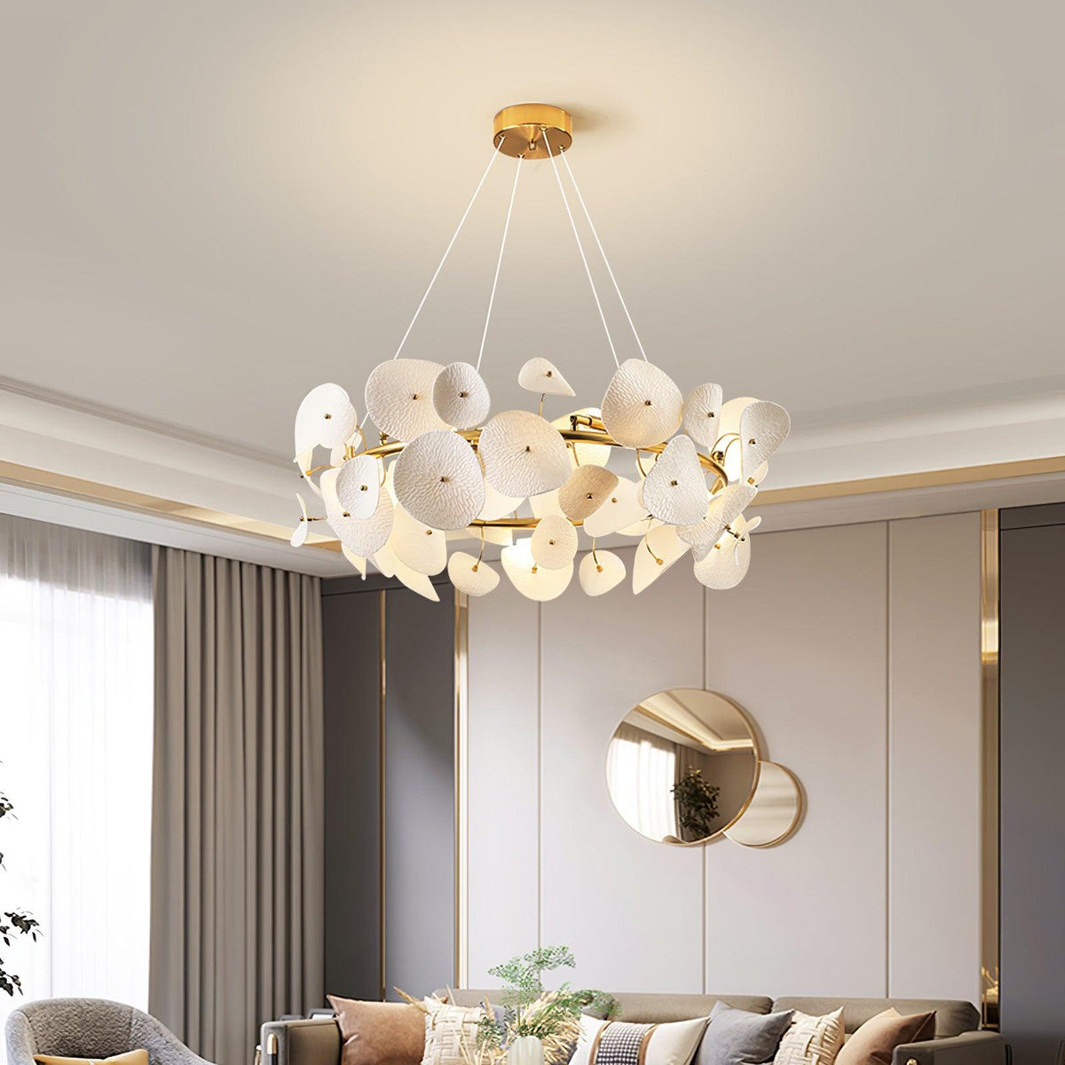 Jorlen Kronleuchter moderne Eleganz aus Keramik mit Blütenblatt-Design
