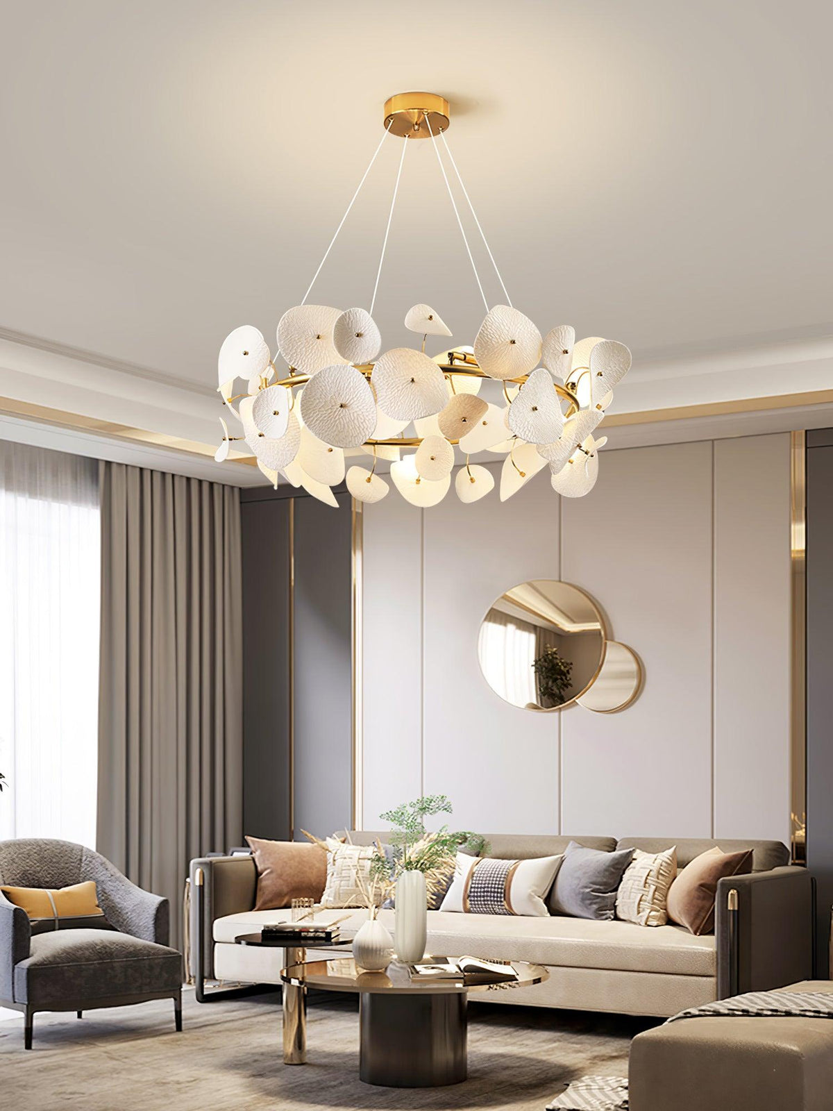 Jorlen Kronleuchter moderne Eleganz aus Keramik mit Blütenblatt-Design