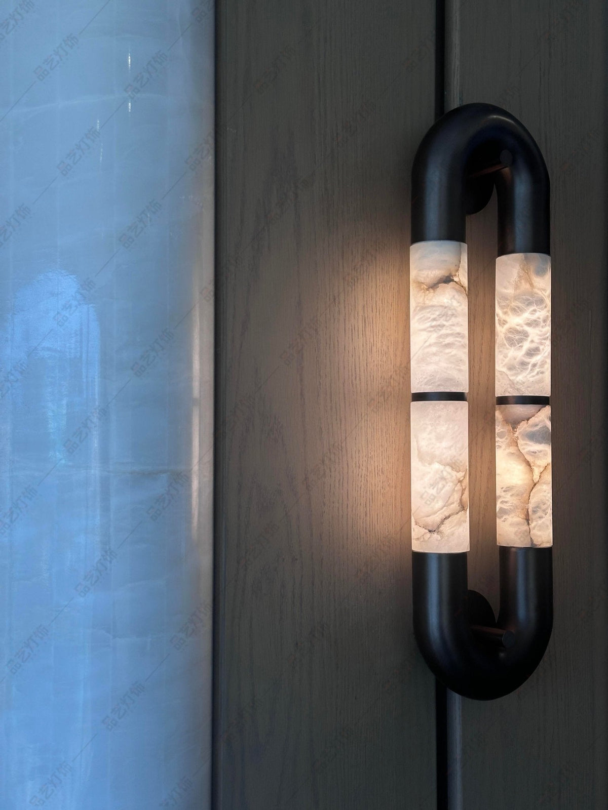 Gloxa Arc Twin Alabaster-Wandleuchte