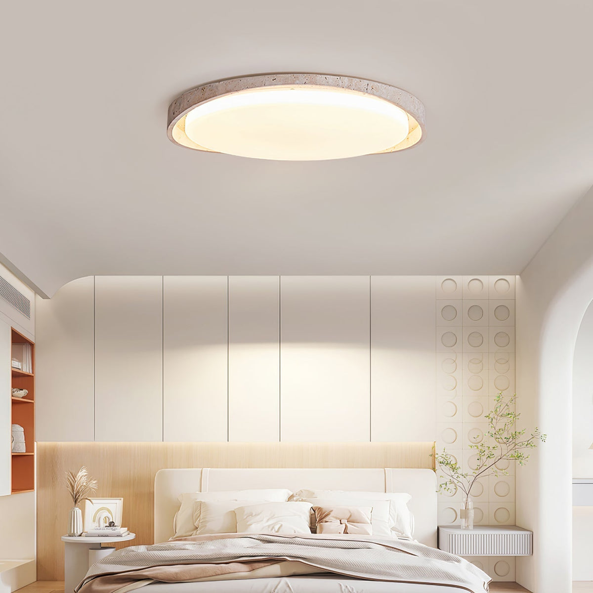 Cyvian Oval Frame Travertine Deckenleuchte