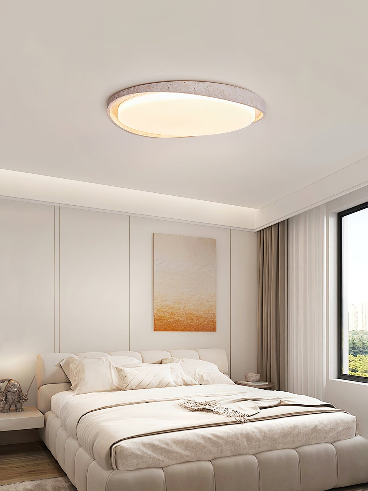Cyvian Oval Frame Travertine Deckenleuchte