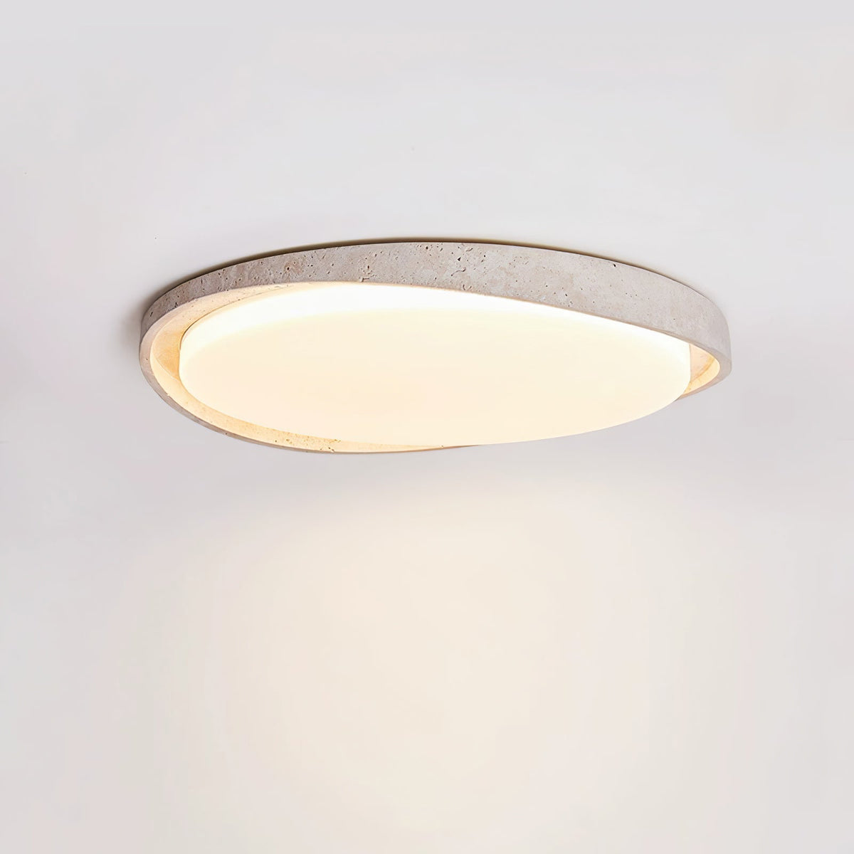 Cyvian Oval Frame Travertine Deckenleuchte