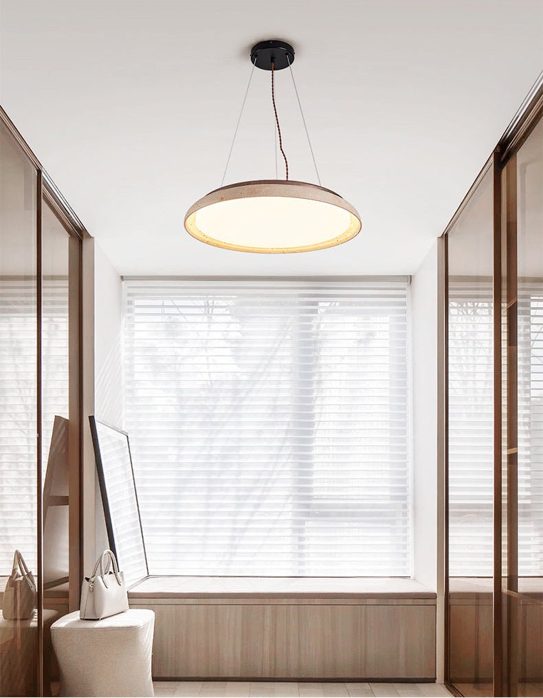 Aeron Travertine Lunar Halo Pendelleuchte