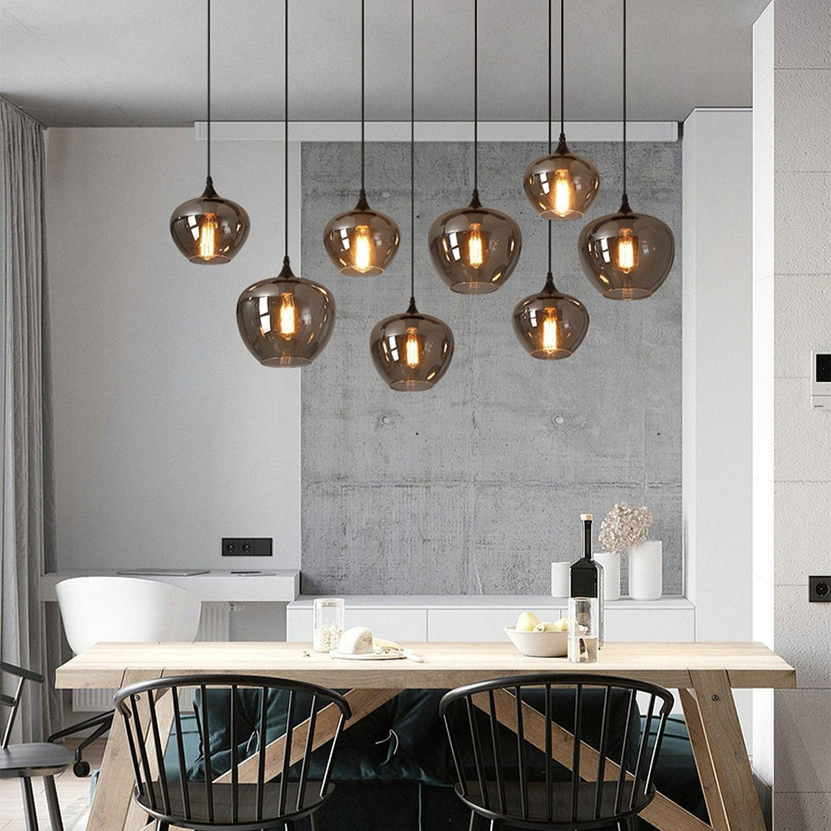 Tevely Pendelleuchte aus Glas im industriellen Chic-Stil