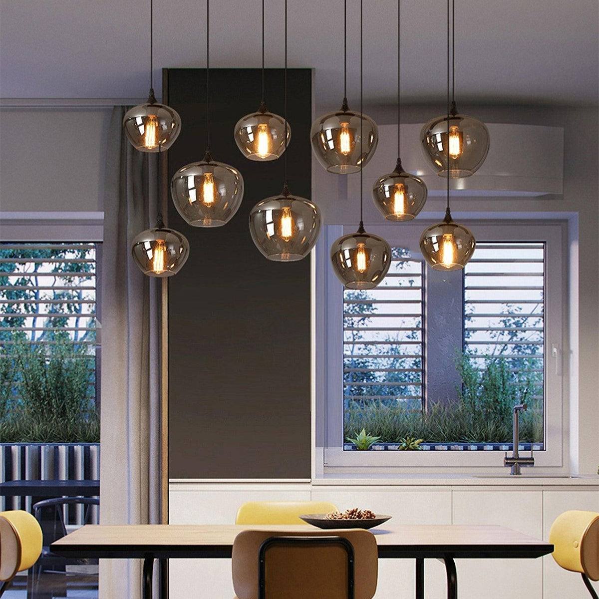 Tevely Pendelleuchte aus Glas im industriellen Chic-Stil