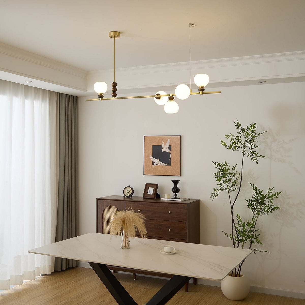 Sylivia Pendelleuchte aus Holz im Vintage-Stil