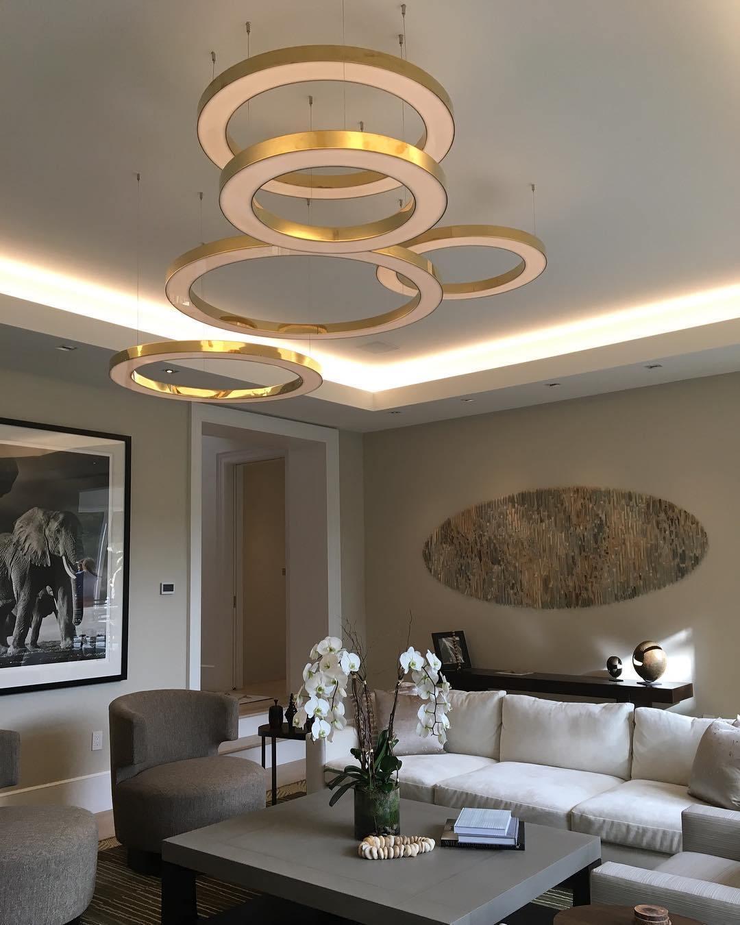 Dexlin Pendelleuchte LED-Ring Gold modern 3-Ring