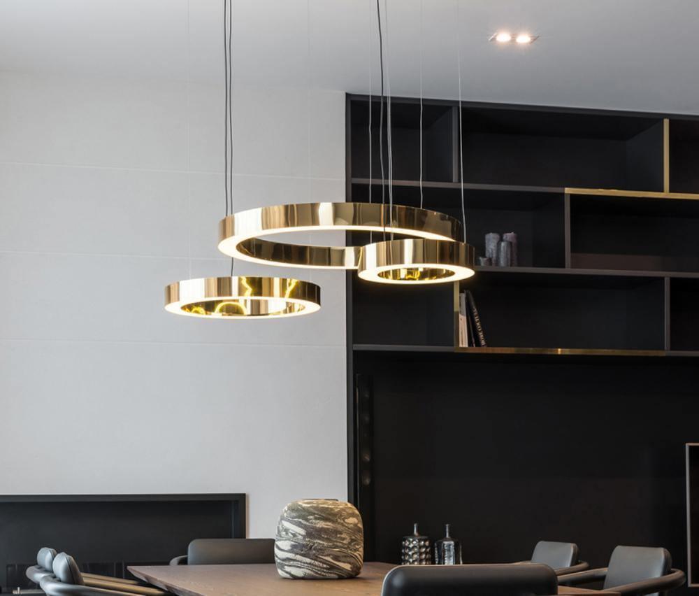 Dexlin Pendelleuchte LED-Ring Gold modern 3-Ring