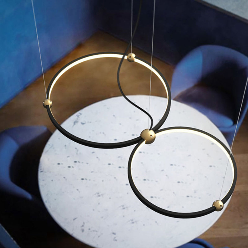 Arisha Pendelleuchte, 2/3 Ring, Metall, Schwarz, Esszimmer