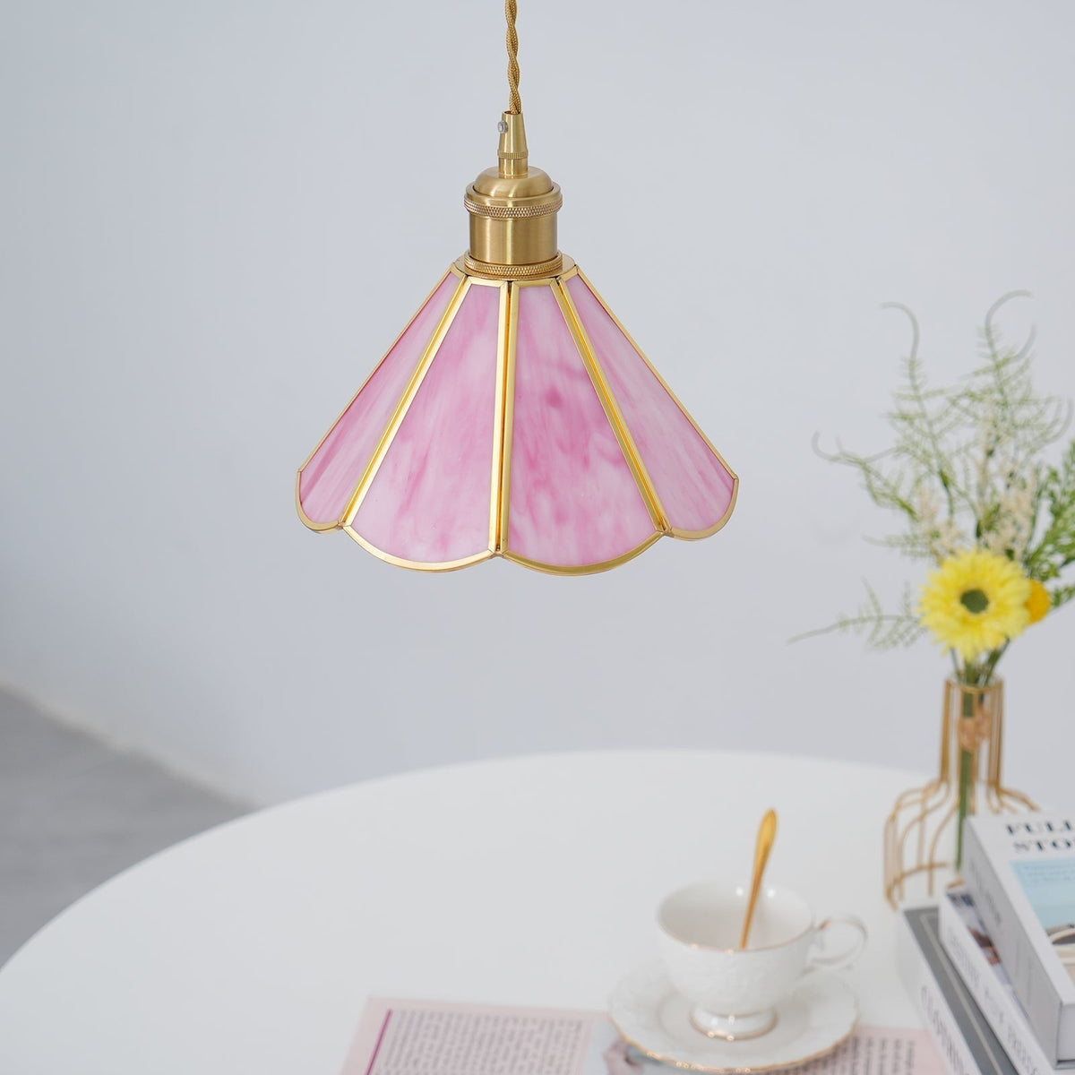 Lione Pink Stained Glas Pendelleuchte