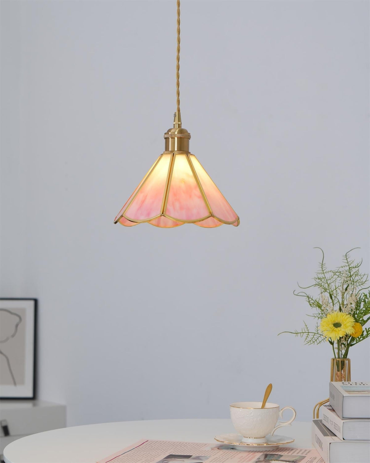 Lione Pink Stained Glas Pendelleuchte