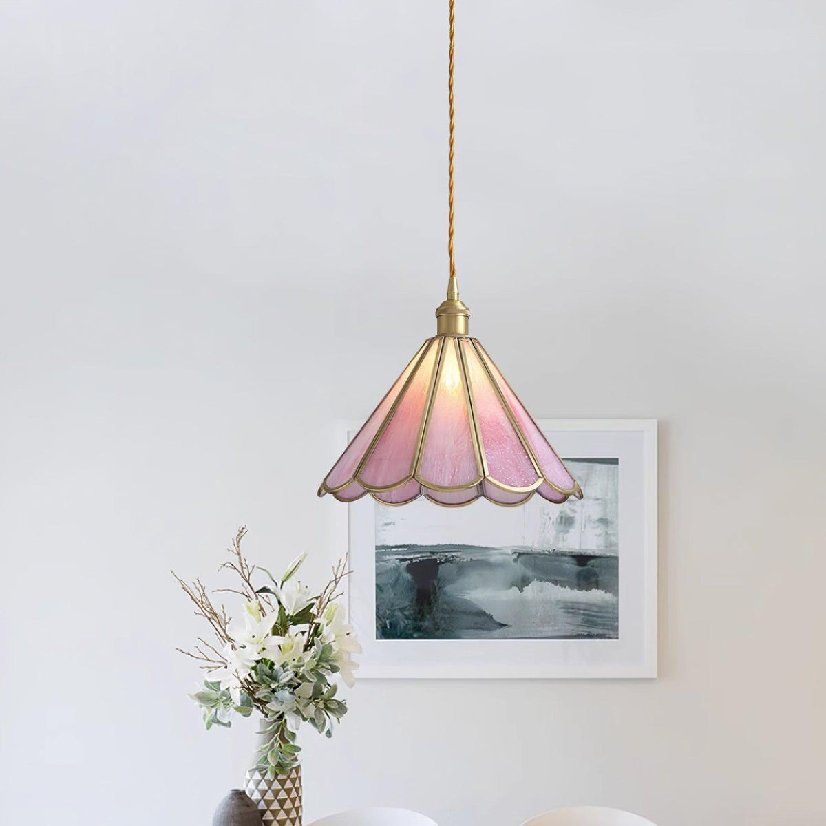 Lione Pink Stained Glas Pendelleuchte