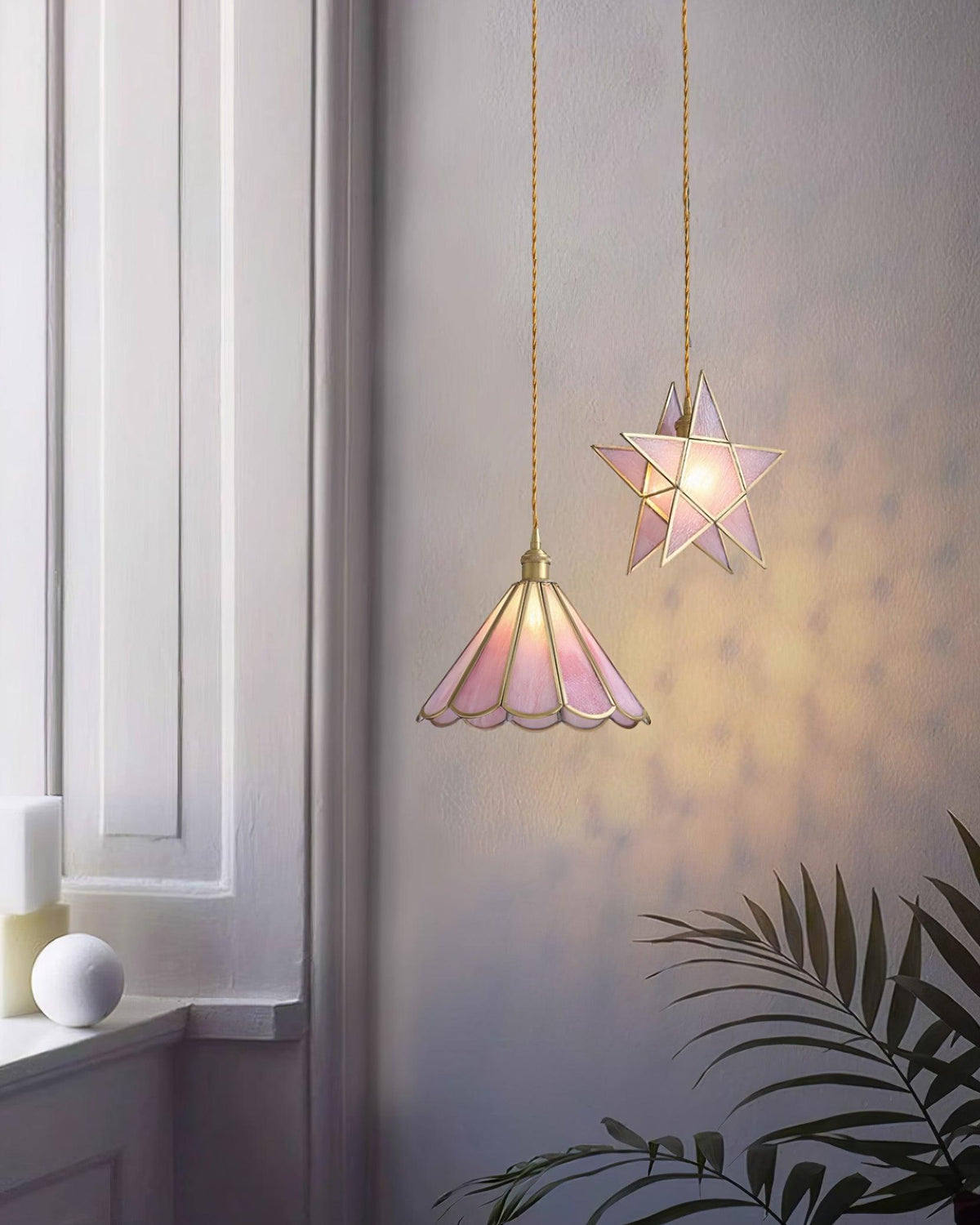 Lione Pink Stained Glas Pendelleuchte