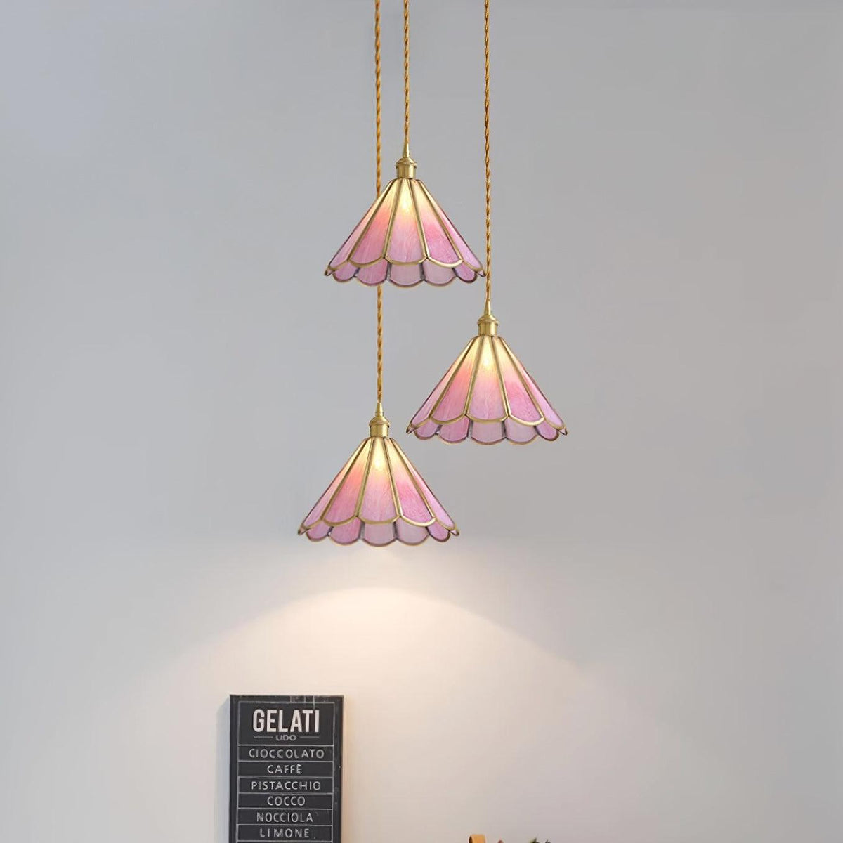 Lione Pink Stained Glas Pendelleuchte