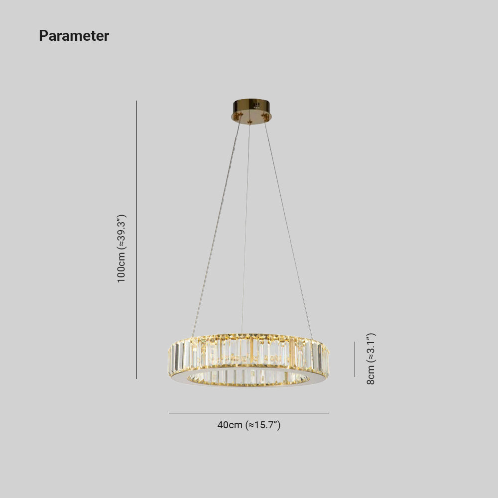 Kristy LED Eleganter Rund Kristall Kronleuchter, Klar, Wohnzimmer