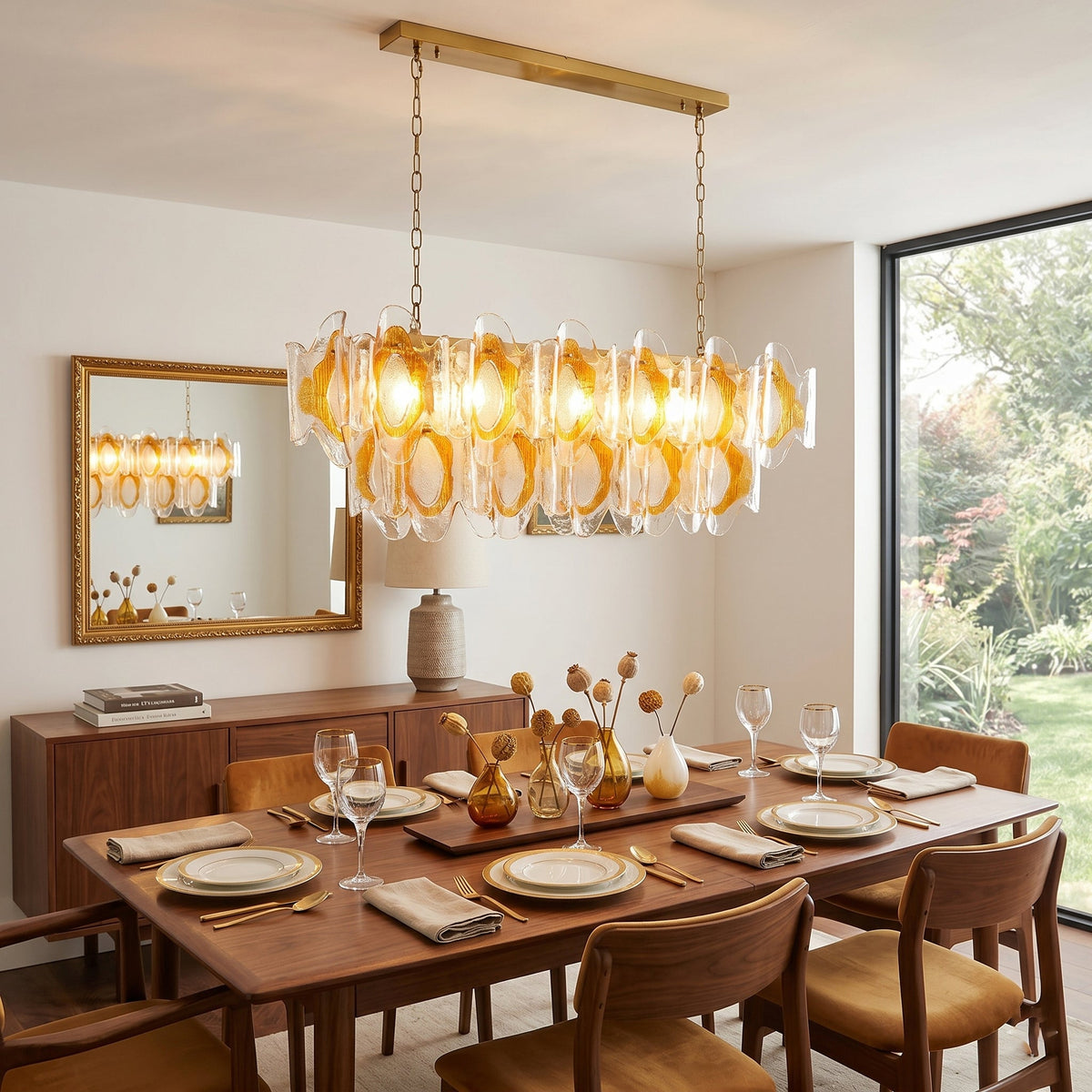 Liorueon Kronleuchter aus Glas mit langer Form