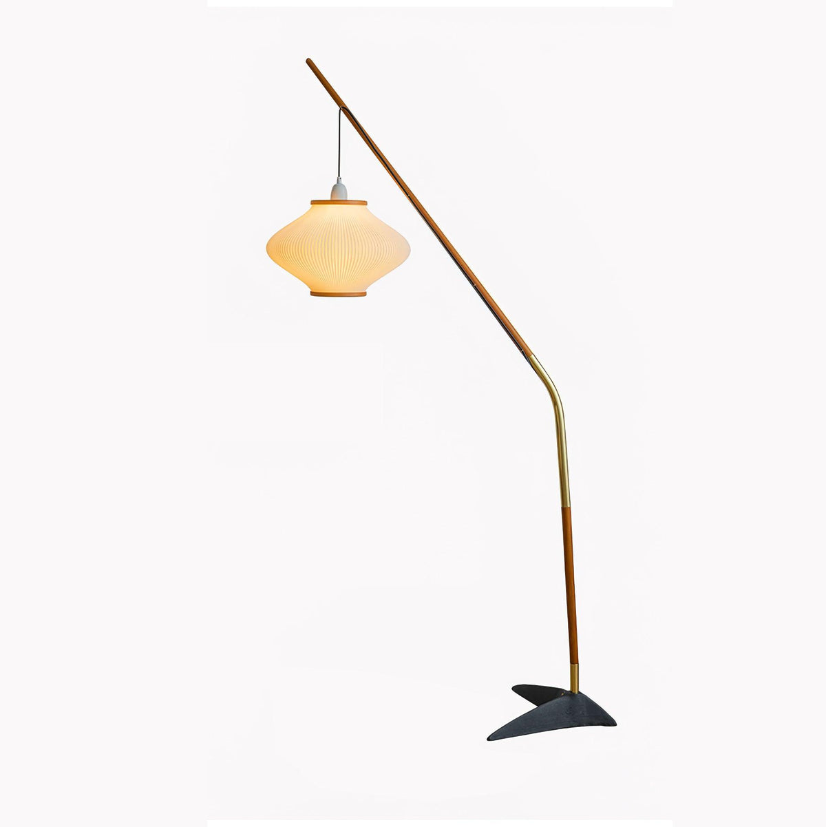 Ervenil Mid-Century-Stil Stehleuchte aus Holz und Glas