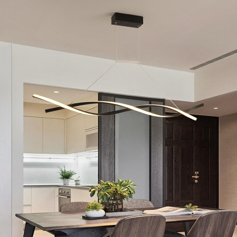 Arisha Modern Doppelte Welle LED Pendelleuchte Schwarz/Grau Ess/Wohn/Schlafzimmer Aluminium&Acrly