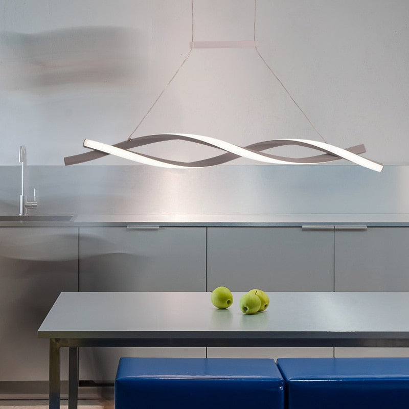Arisha Modern Doppelte Welle LED Pendelleuchte Schwarz/Grau Ess/Wohn/Schlafzimmer Aluminium&Acrly