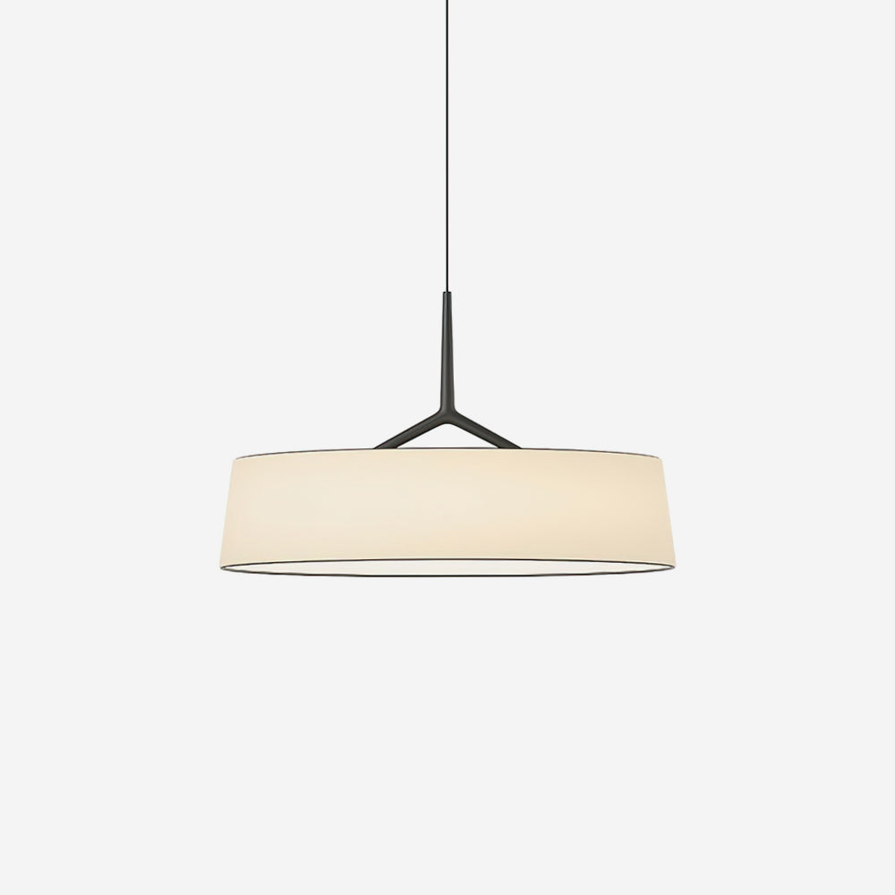 Liora Pendelleuchte Weißer Stofftrommel Schwarz Minimalistisch