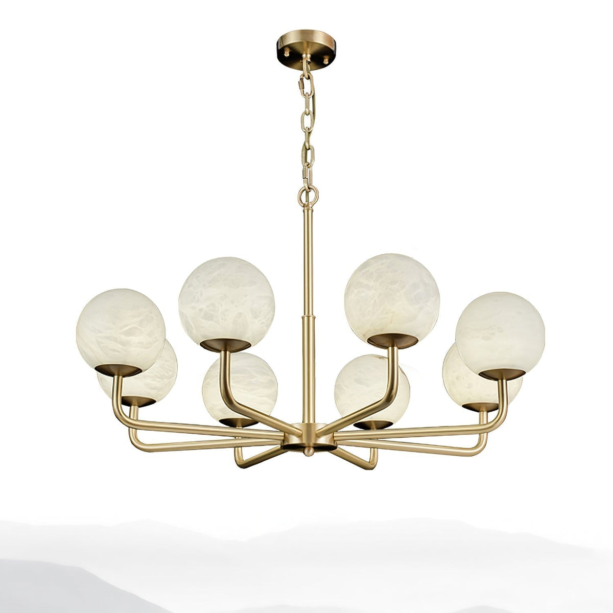 Erich Kronleuchter Alabaster Kugel Eleganz