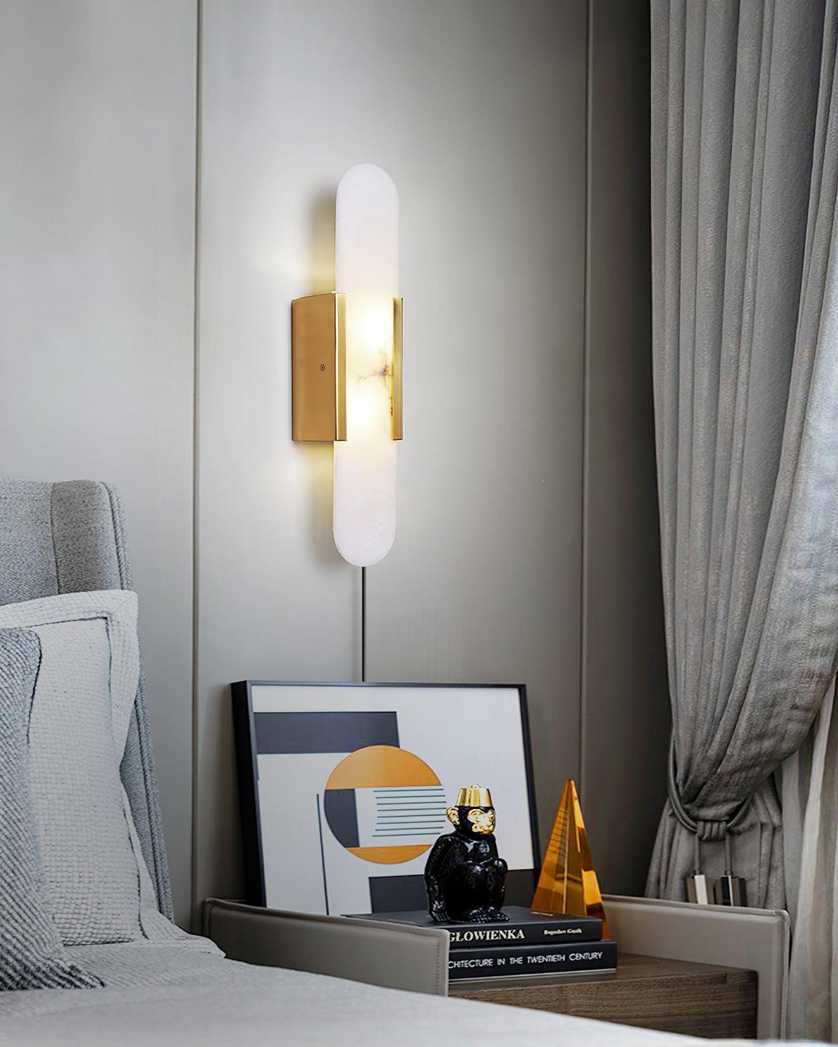 Bano Oblong Alabaster Wandleuchte mit Stecker