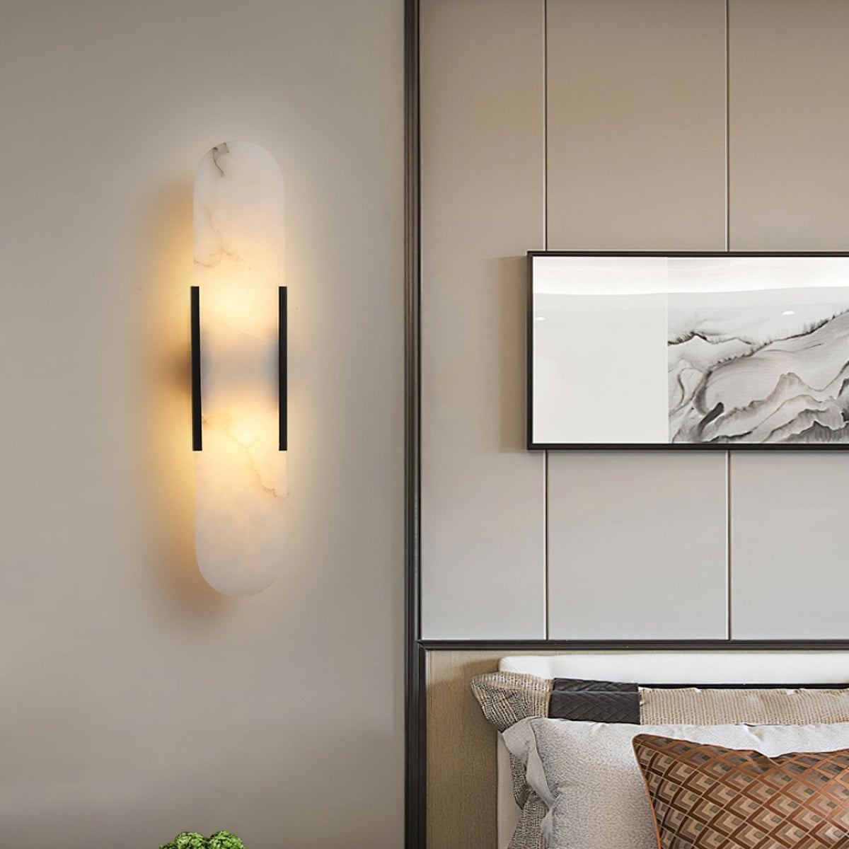 Bano Oblong Alabaster Wandleuchte mit Stecker