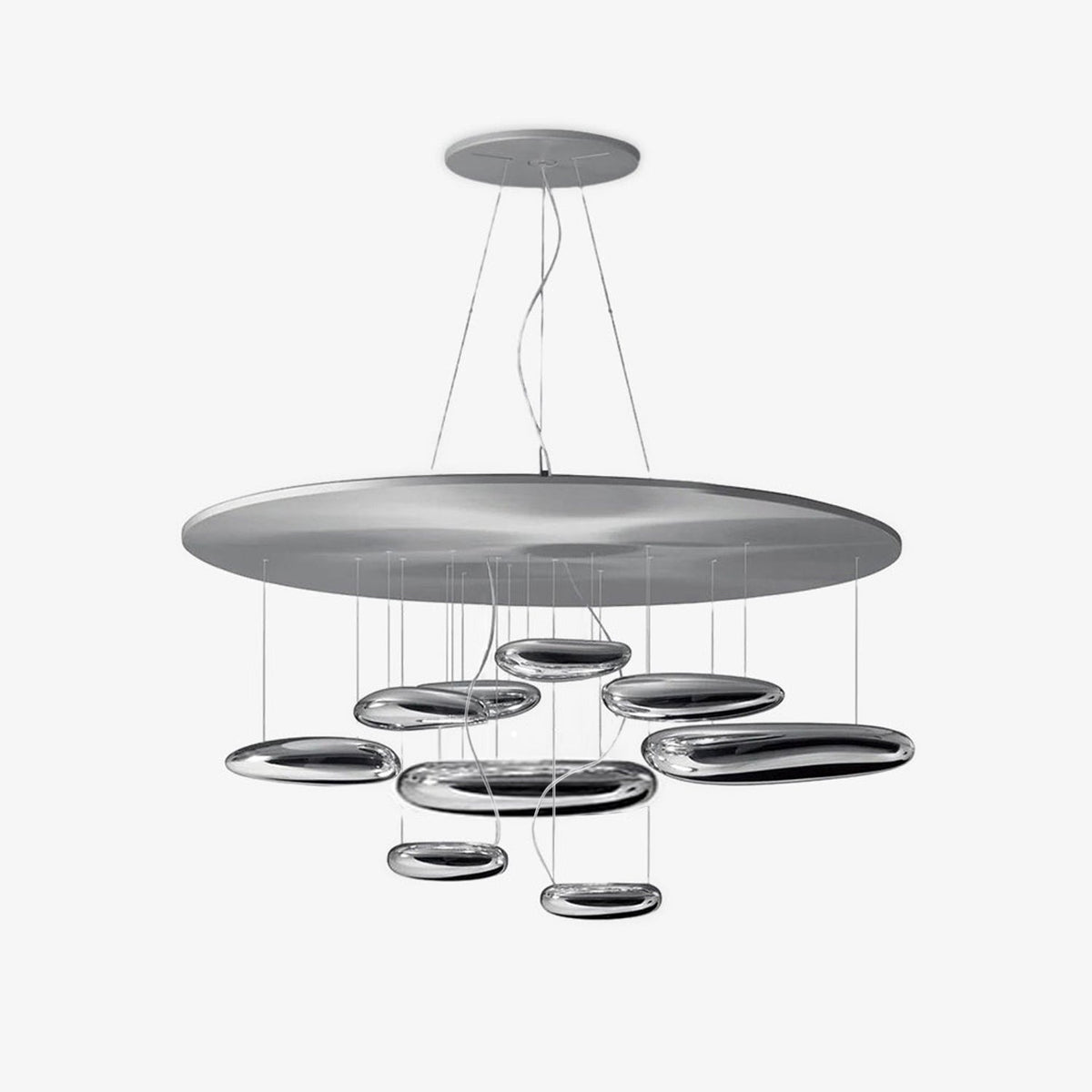 Orinanelle Kronleuchter aus Aluminium mit skulpturaler Kieselsteinform