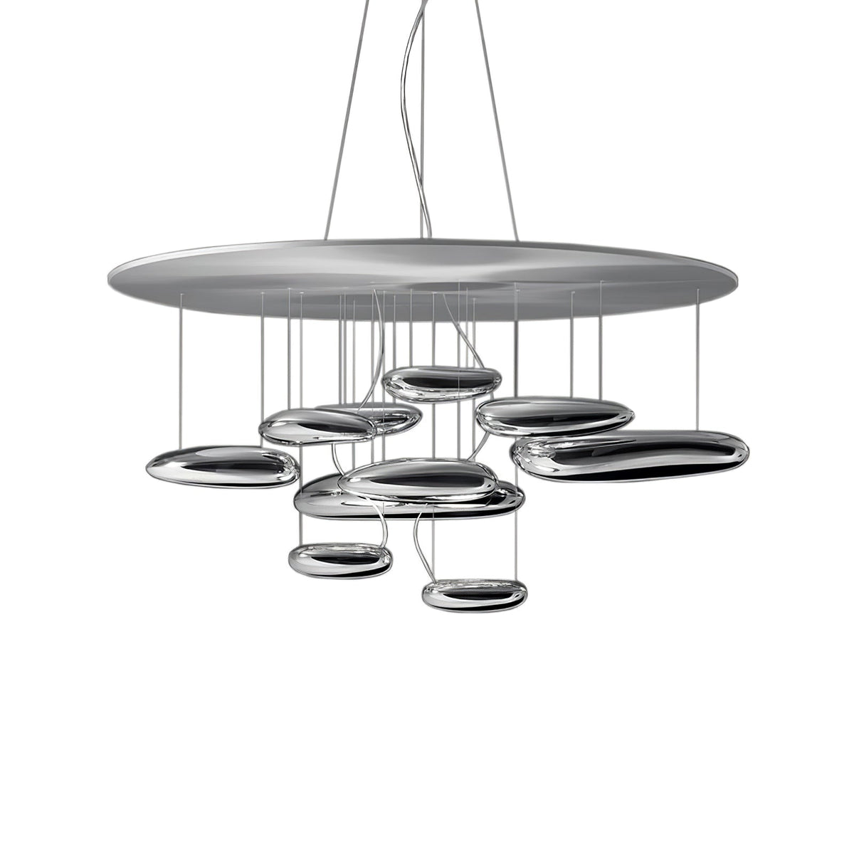 Orinanelle Kronleuchter aus Aluminium mit skulpturaler Kieselsteinform