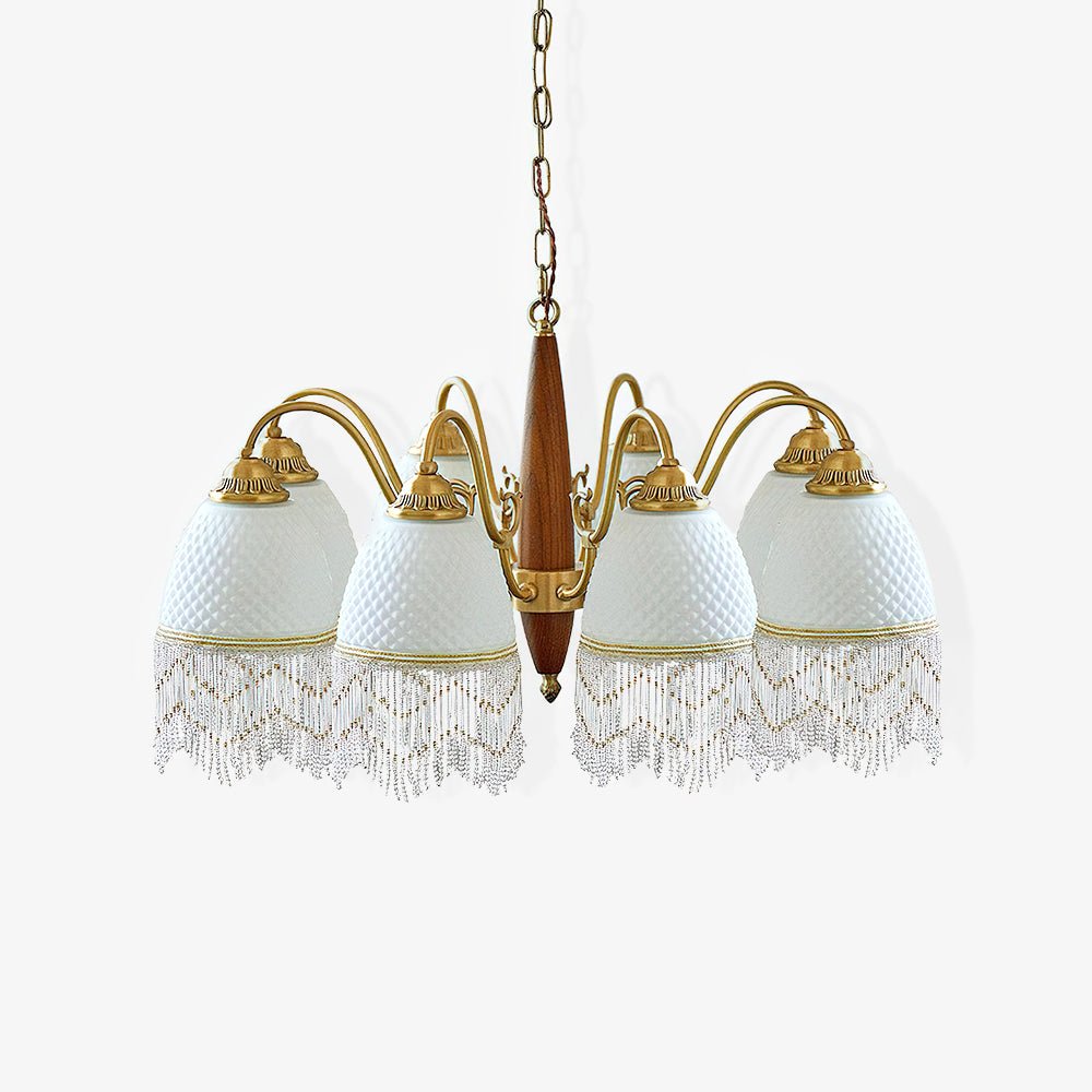 Yave Kronleuchter mit Fransenborten aus Glas im Vintage-Stil