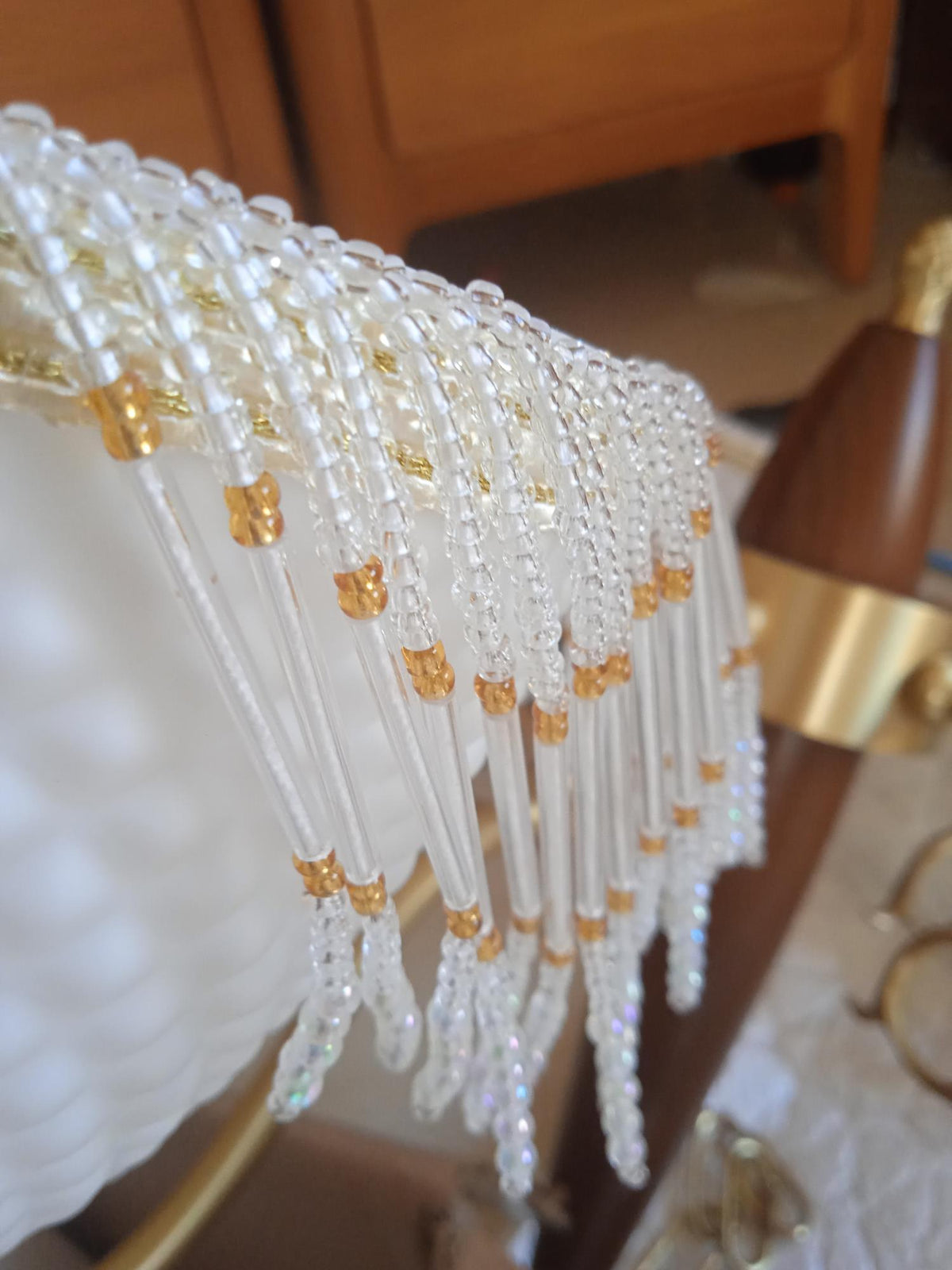 Yave Kronleuchter mit Fransenborten aus Glas im Vintage-Stil