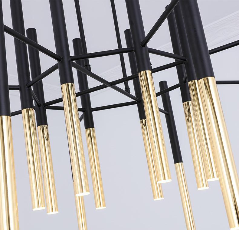 Arixon Kronleuchter Moderne Stäbe Schwarz Gold