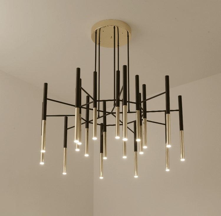 Arixon Kronleuchter Moderne Stäbe Schwarz Gold