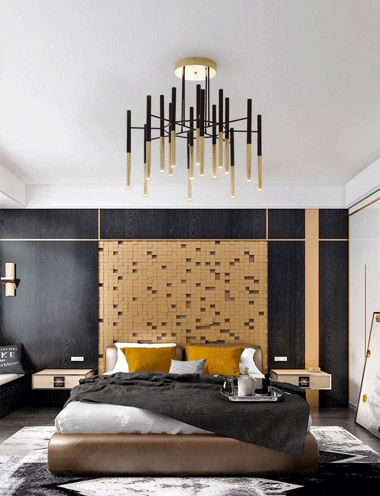 Arixon Kronleuchter Moderne Stäbe Schwarz Gold