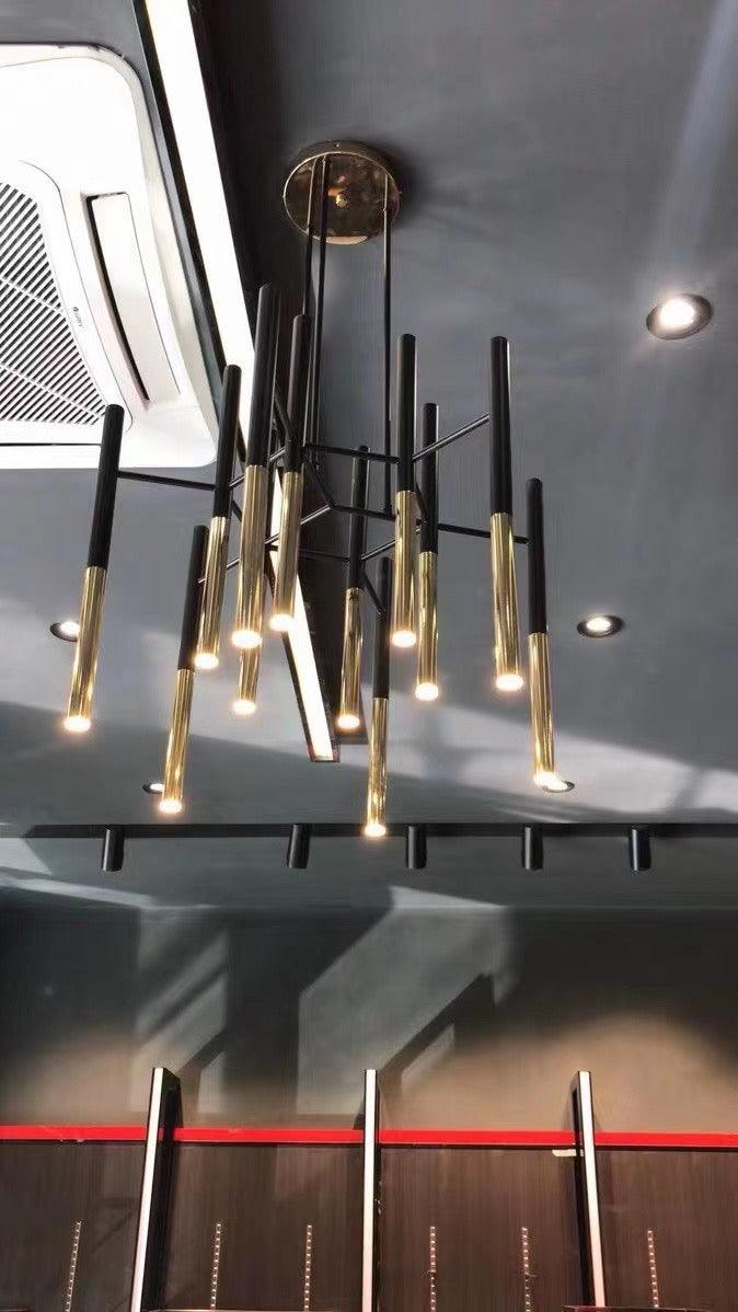 Arixon Kronleuchter Moderne Stäbe Schwarz Gold