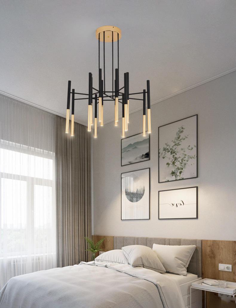 Arixon Kronleuchter Moderne Stäbe Schwarz Gold