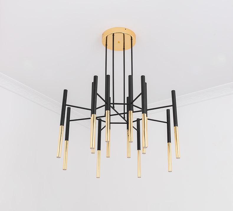 Arixon Kronleuchter Moderne Stäbe Schwarz Gold