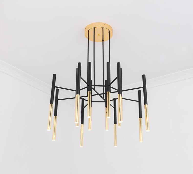 Arixon Kronleuchter Moderne Stäbe Schwarz Gold